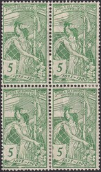 5c grün, 77B.a (hellgrün) im Viererblock (oben meist ** postfrische ...