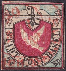 BASLER TAUBE, Nr.8 mit rotem Zierkreis-Stempel entwertet vom 29.MAI ...