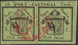 DOPPELGENF, Nr.3 von GENEVE: 9.JANUAR 1845, breitrandige Marke mit ...