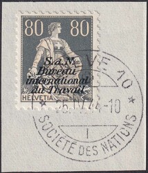 BIT, Nr.10z (geriffeltes Papier) auf Briefstück von GENEVE: 25.APR ...