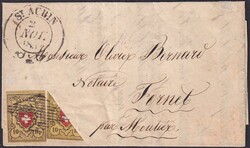St.AUBIN FR (Halbierungs-Brief aus dem Kt.Fribourg) 1852 (22 ...