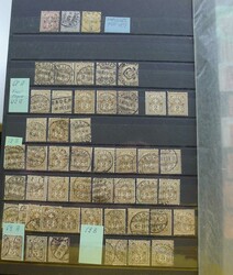 1882-1924, 280 Ziffernmarken (Ziffermuster) von 2c-15c gelb, ...