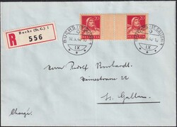 BUCHS (SG) mit einmaliger geriffelter Frankatur der Ausgabe S39z. ...