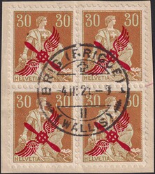 1920, F1 mit rotem Propelleraufdruck im Viererblock (in zwei ...