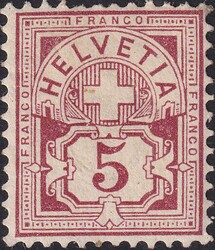 5c hellbraunlila, Nr.54 ungebraucht, rückseitig vollständiger Gummi ...