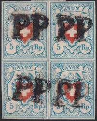 VIERERBLOCK aus Kt. LUZERN (mit schwarzem P.P. AW Nr.204) Rayon I ...