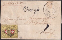 ARBON 1853 (9.FEVR) nach TOBEL, ursprüngliche Treppen-Frankatur als ...