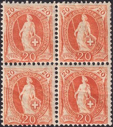 20c orange, 66A im Viererblock (drei Marken ** postfrisch, obere ...