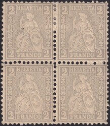 2c grau, Nr.28 im Viererblock (ungebraucht und ** postfrisch ...