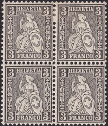 3c tiefschwarz, Nr.29 im Viererblock (ungebraucht 3x und ** ...