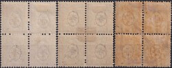 5c braun, Nr.30, drei Viererblöcke in stark varierenden Farb-Nuancen ...