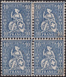 10c blau, Nr.31 im seltenen ungebrauchten Viererblock (rückseitig ...