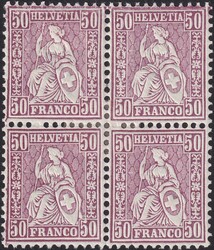 50c lila, Nr.43 im ungestempelten Viererblock mit Original-Gummi (** ...