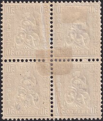 50c lila, Nr.43 im ungestempelten Viererblock mit Original-Gummi (** ...