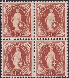 30 rötlichbraun, 68D.c im ungebrauchten Viererblock (drei Marken ...