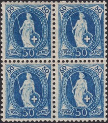 50c tiefblau, 70D.d im ungestempelten Viererblock (mit drei** ...
