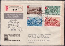 1945, B26-B29 auf Ersttagsbrief von BERN (Postwertzeichen) nach ...