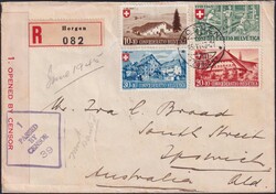 1945, B26-B29 auf Ersttagsbrief nach AUSTRALIEN (IPSWICH), versandt ...