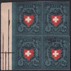Rayon I (dunkelblau), 15II im ungebrauchtem Viererblock ...