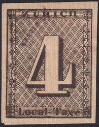 ZÜRICH 4, 1W mit breitrandigem Schnitt, Facsimile-Druck ...