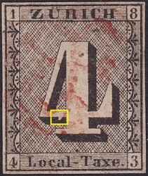 ZÜRICH 4, 1F (ohne roten Unterdruck) sehr schöne Präsentation, ...