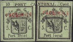 Doppelgenf, Nr.4L+4R mit FACSIMILE-Aufdruck, frische Ganzfälschungen ...