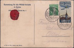 AARAU 1913, Pionier-Karte mit Vorläufer I (Start Aarau auf I.OK.1), ...