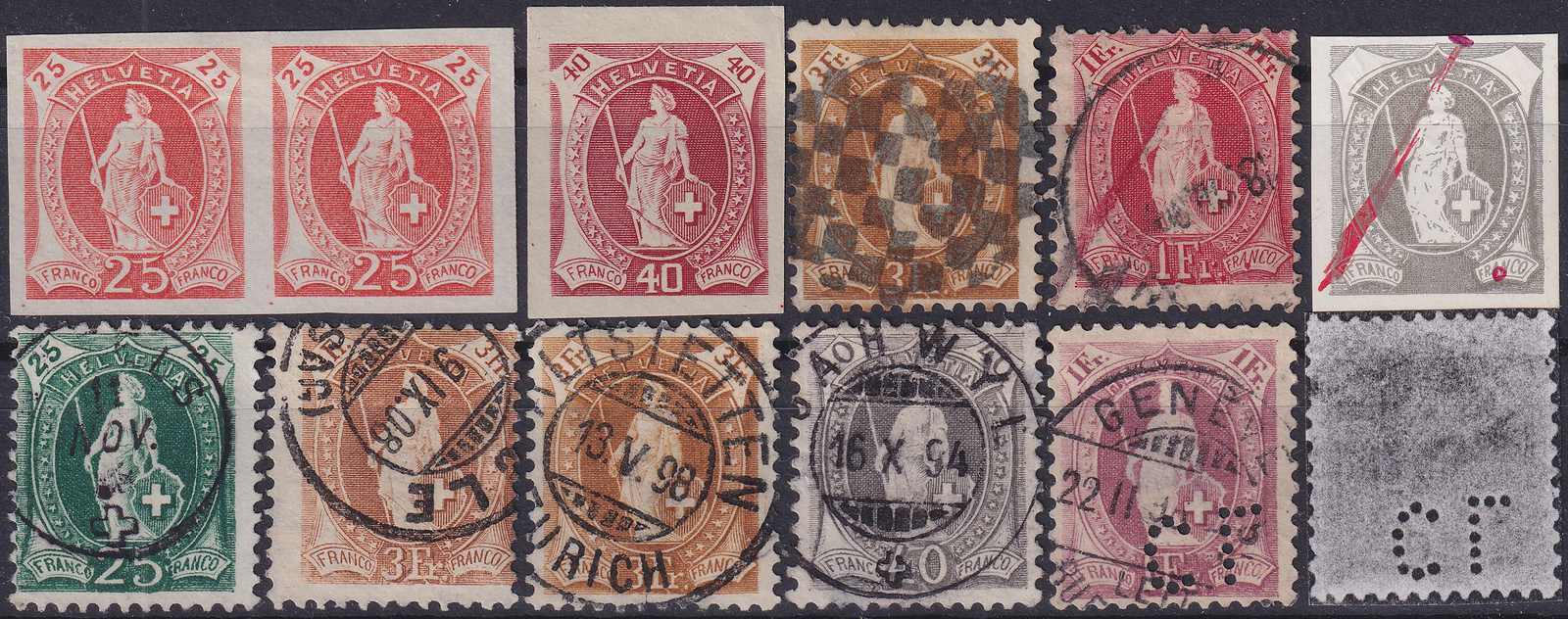 1882-1907, 248 Marken auf Ausstellungs-Blättern von DORENBOS, ...