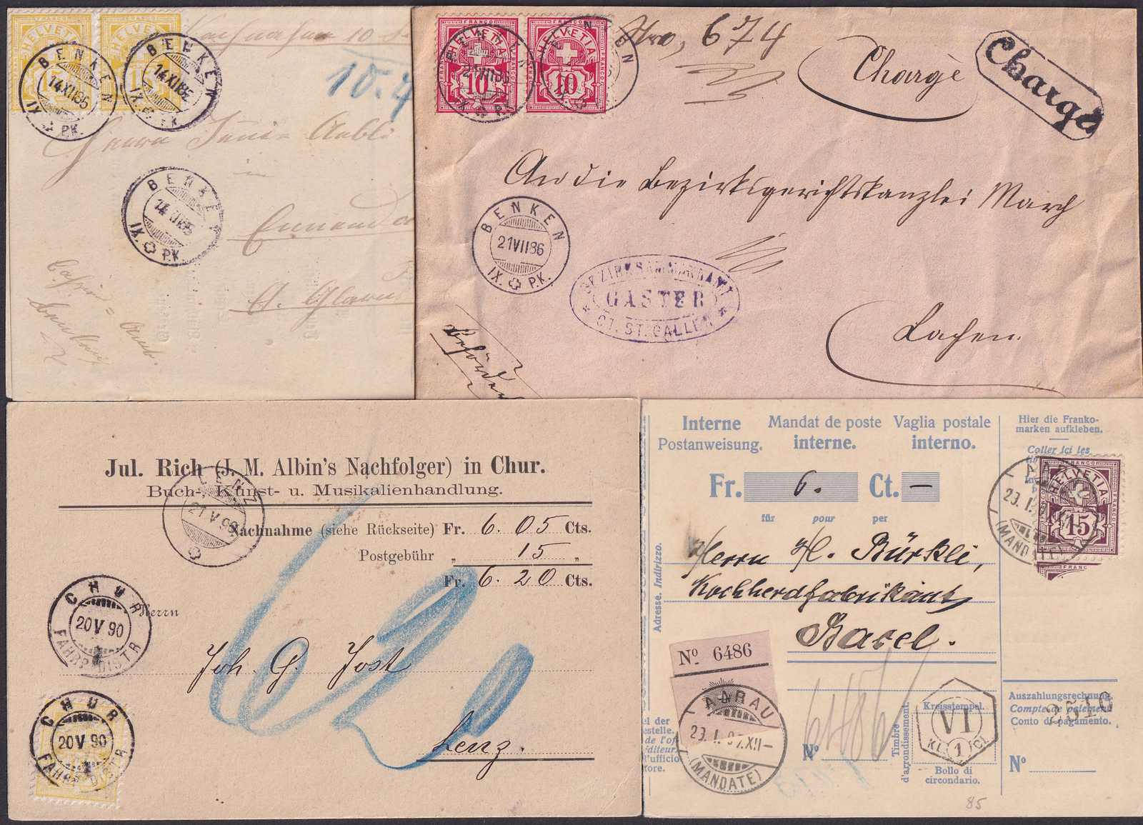 1882-1910, ZIFFERMUSTER, 43 Frankaturen eines exponierten Sammlers, ...