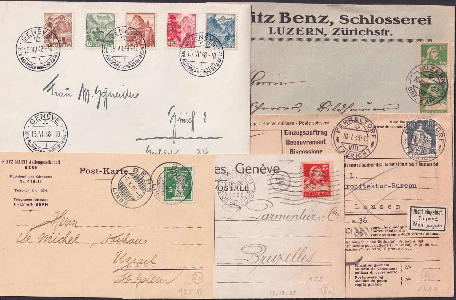 1910-1961, Briefe-Posten (140 Stück) Variantenreich: Perfins, ...