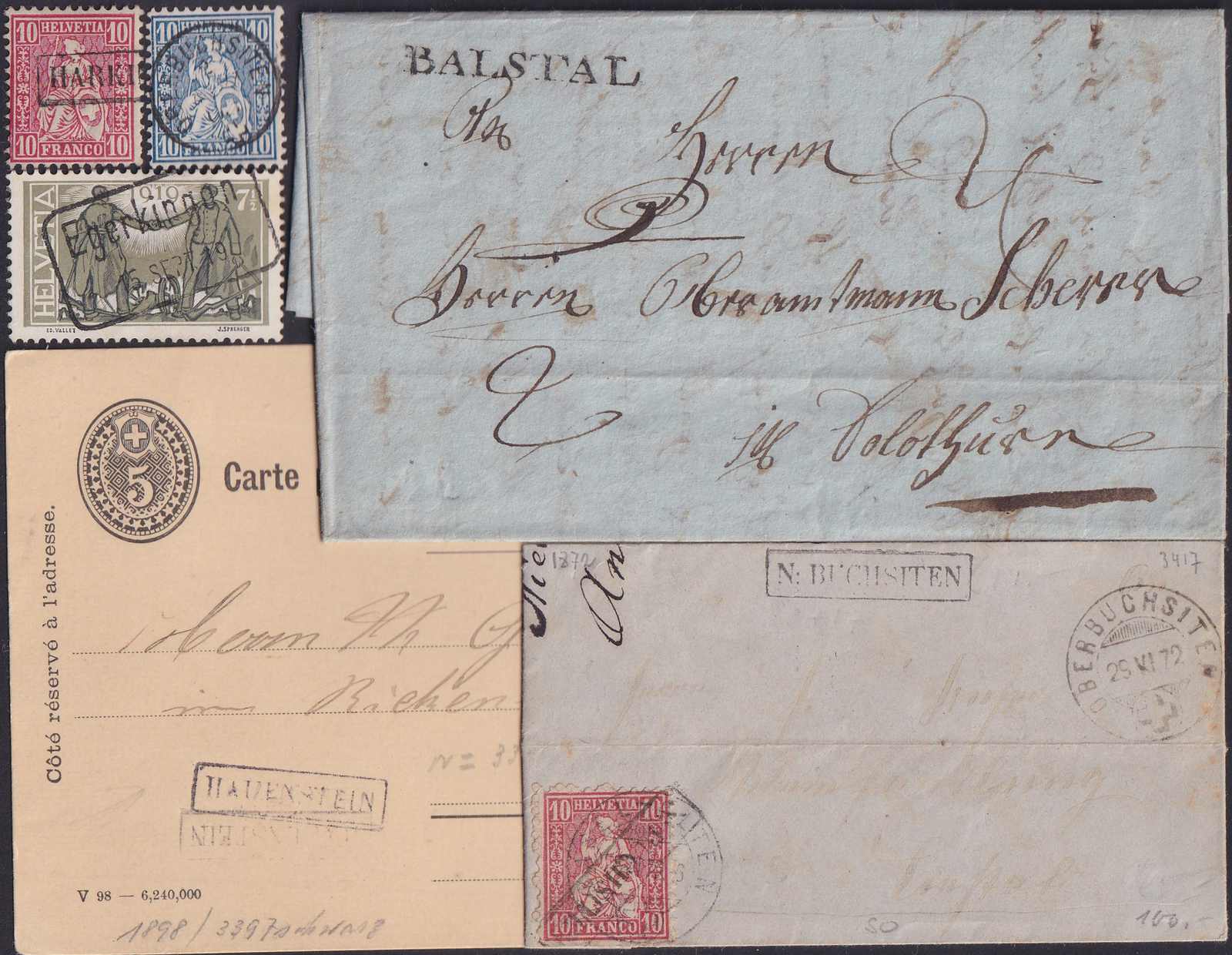 SOLOTHURN 1757-1980, 42 Briefe und 14 Einzelmarken vom Kanton ...
