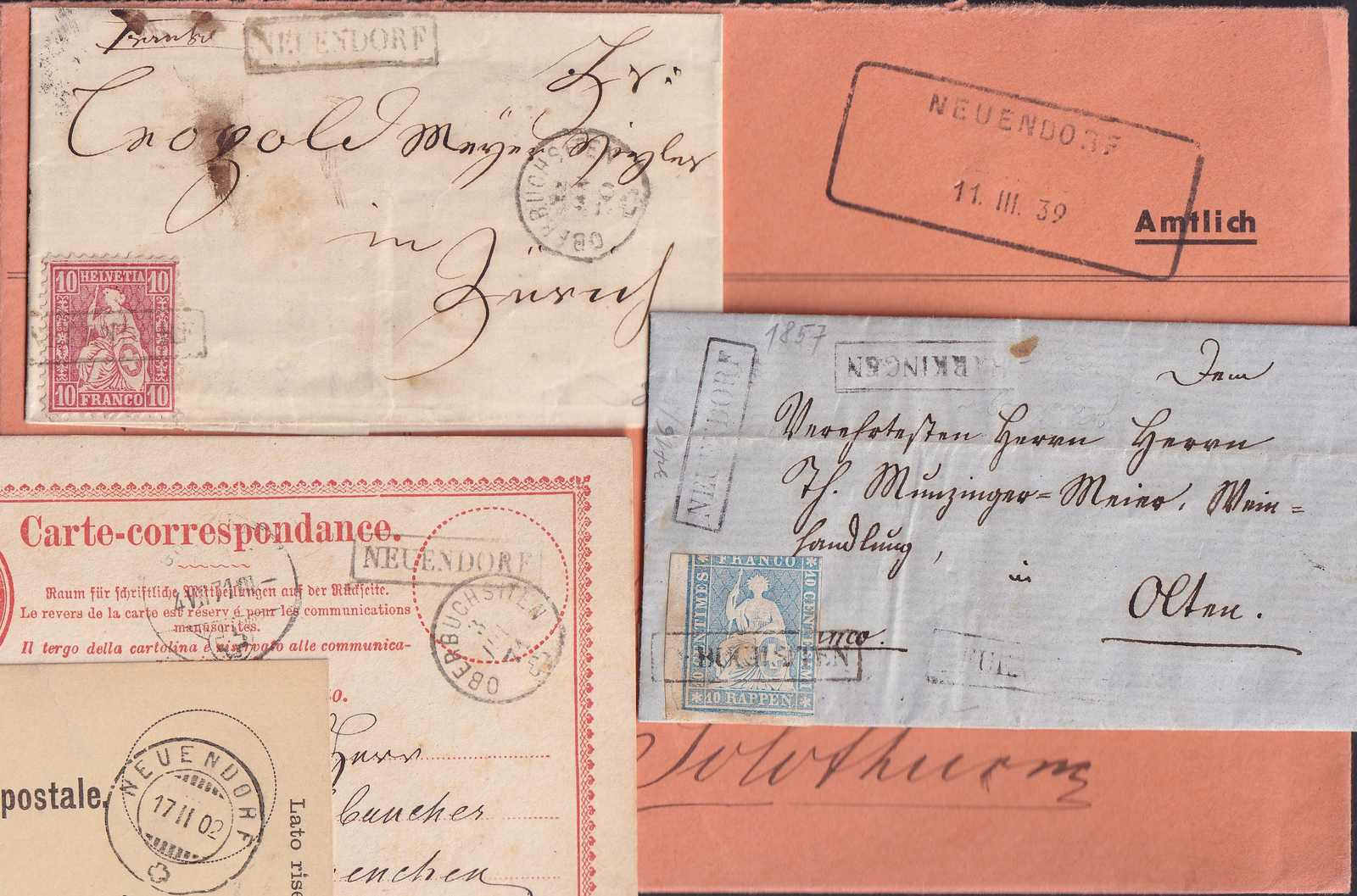 NEUENDORF (SO) 1857-1999, Heimatsammlung von 18 Briefen +10 Marken ...