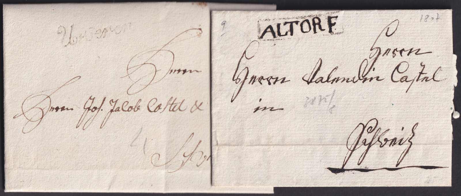 URI, 5 "Vorphila"-Briefe1807-1859, dabei auch "URSEREN", ...