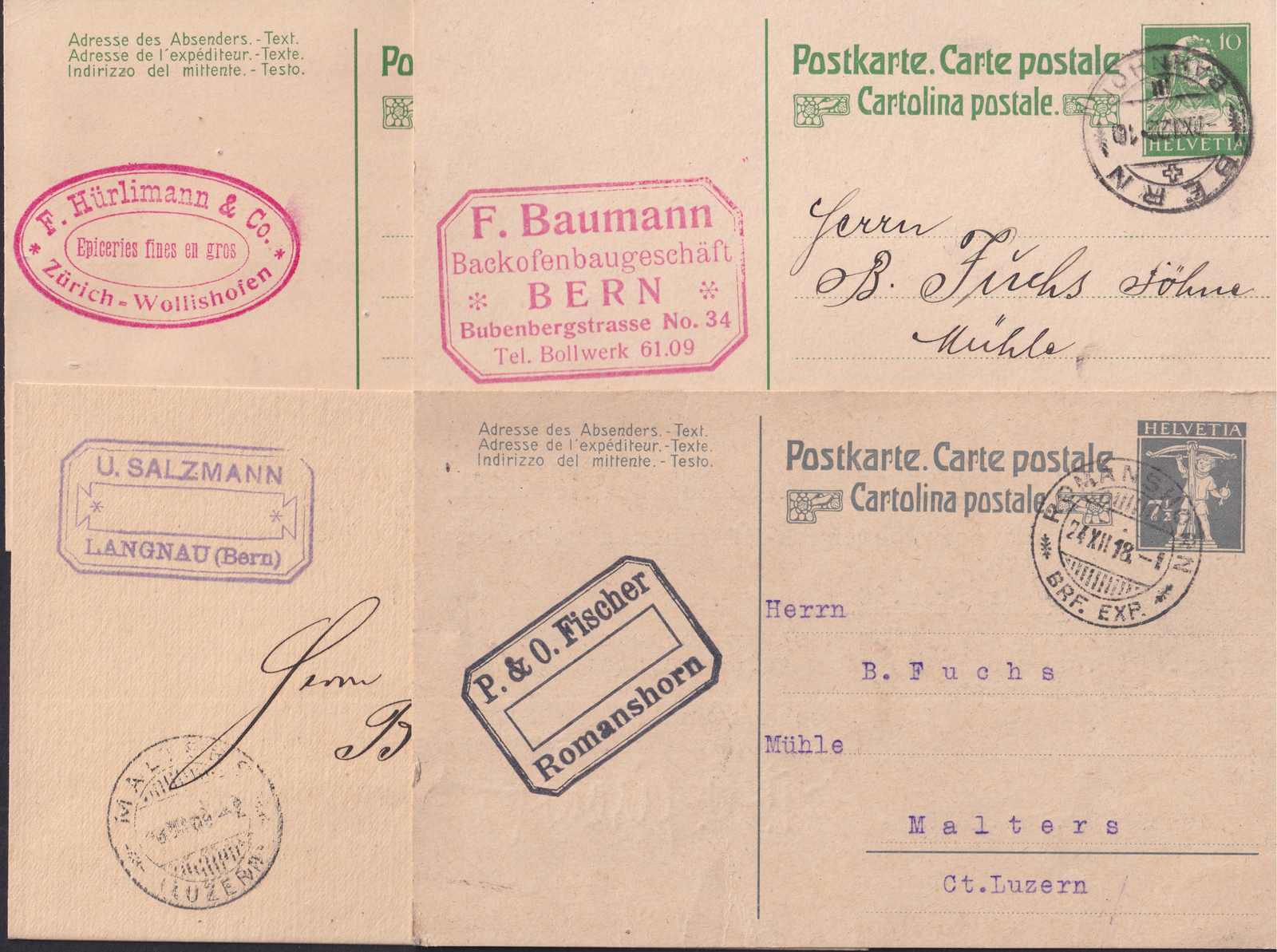 1909-1923, 13 Karten mit wunderschönen Stempeln eines ...