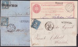 1862-1881, 15 Briefe mit meist Bahnpost-Verwendungen. UERIKON, ...