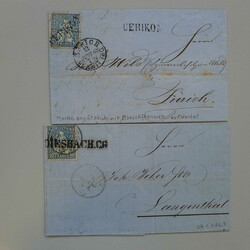1862-1881, 15 Briefe mit meist Bahnpost-Verwendungen. UERIKON, ...