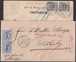 1882-1990, 47 Verwendungen mit Porto & Portofreiheits-Marken, ...