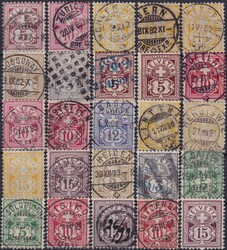 1882-1906, ZIFFERMUSTER (1600 Marken) auf 48 Karten. Weisses Papier ...