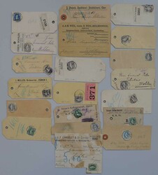 1882-1910, 20 Paket-Karten mit STEHENDEN Helvetias, unterschiedliche ...