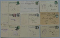 1907-1921, neun meist saubere Karten mit Rasierklingen-Stempel: ...