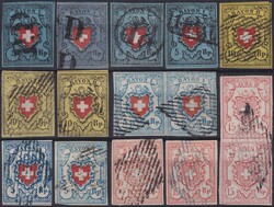 1850-1854, 15 Rayons (Durheim-Ausgaben) sauber aufgezogen und ...