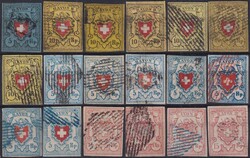 1850-1854, 45 Rayons (Durheim-Ausgaben) auf Albumseiten aufgezogen ...