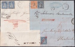 1820-1900, Kanton AARGAU (vielfältiges Lot von 26 Briefen), roter ...