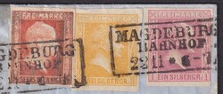 1859, 3-Farben Buntfrankatur von MAGDEBURG nach PARIS. Brief etwas ...