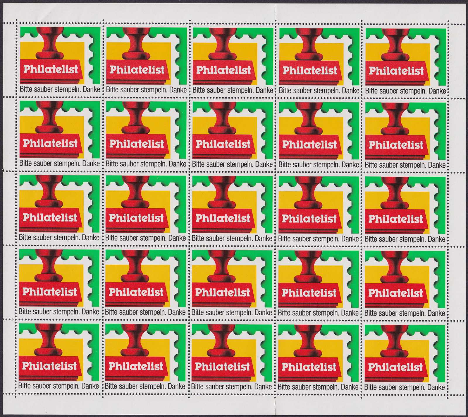 PHILATELIST (Vignette im Bogen im Mehrfarbendruck), "Bitte sauber ...