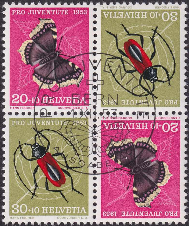 Z41/II, 1953 Viererblock aus Kehrdruckbogen, mit Ersttags-Stempel, ...