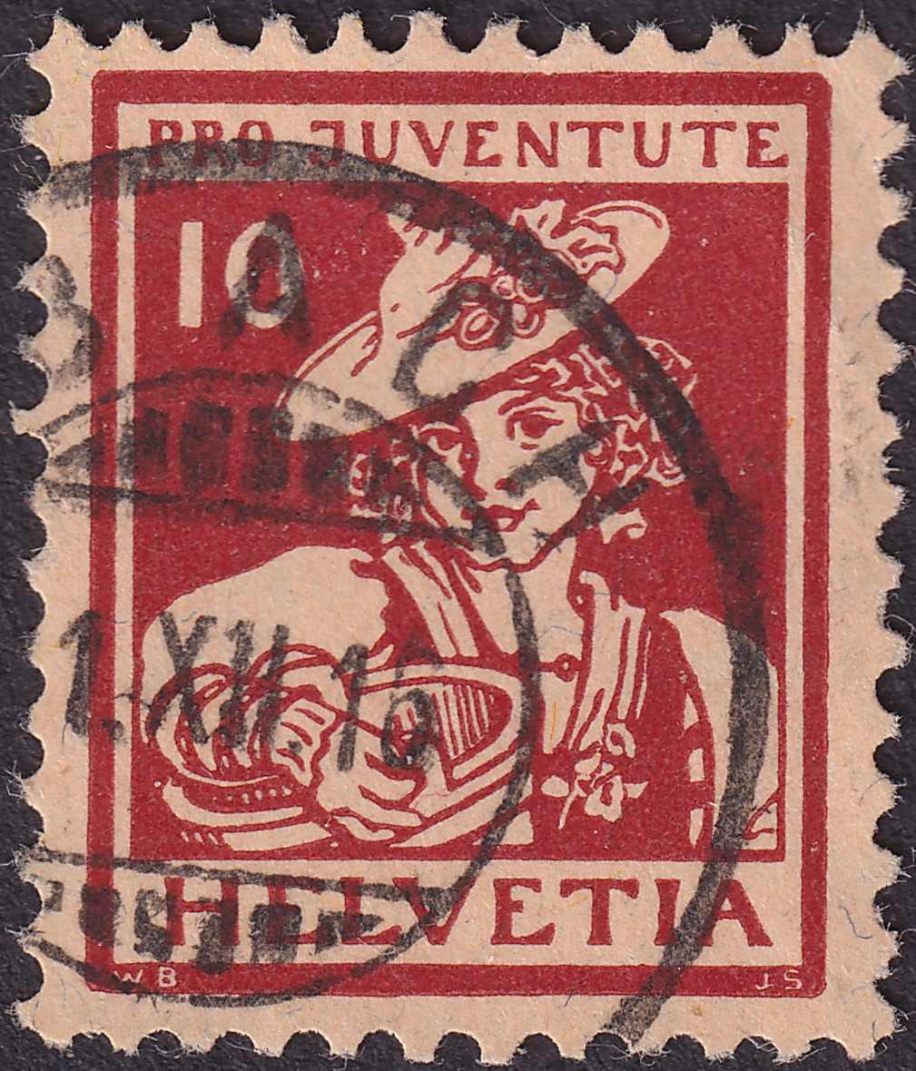 1916, J6, sauberer Abschlag von IBACH SZ, schöne Marke mit sehr ...