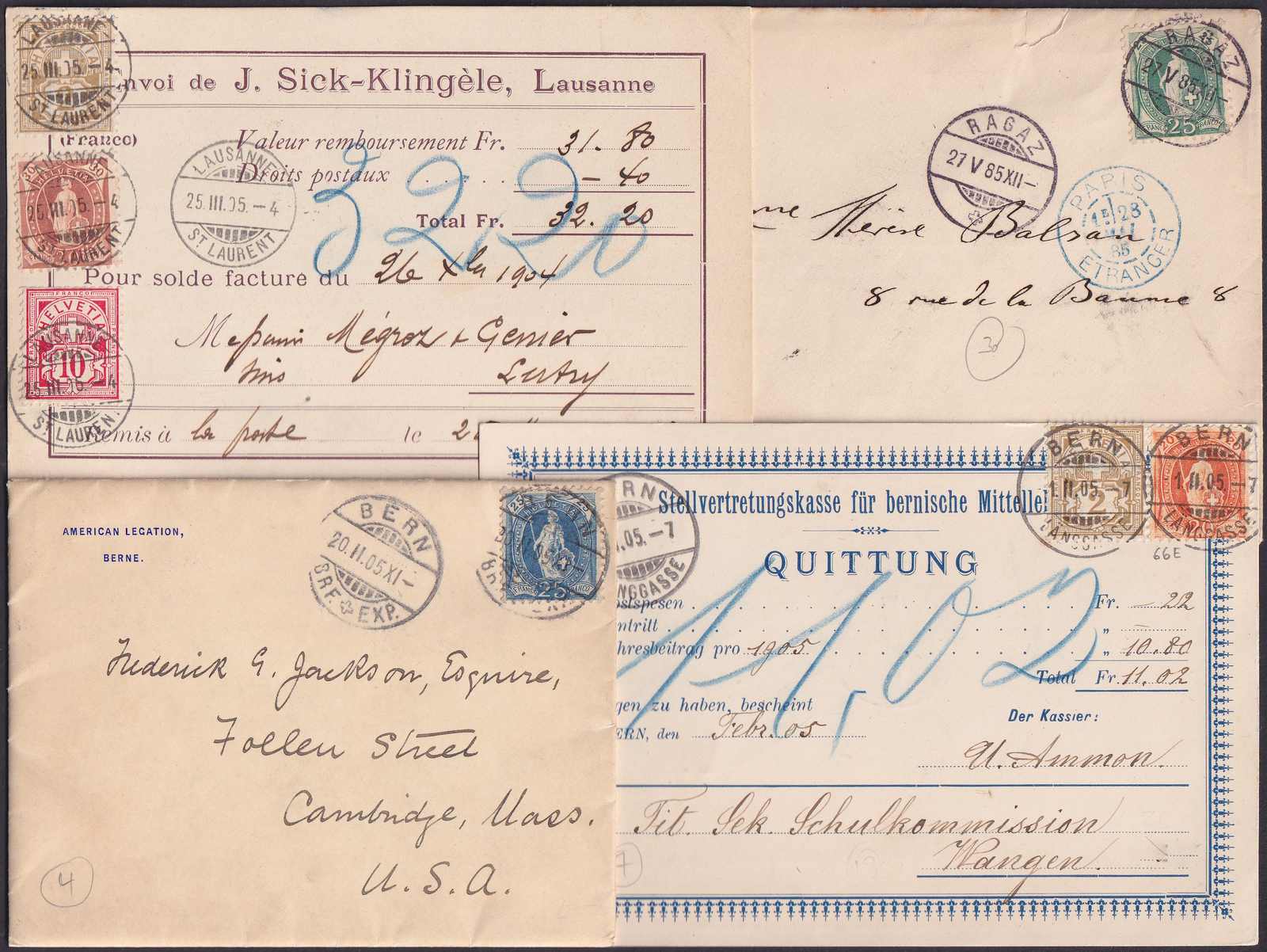 1882-1910, 43 Briefe und Umschläge STEHENDE HELVETIA. Diverse ins ...