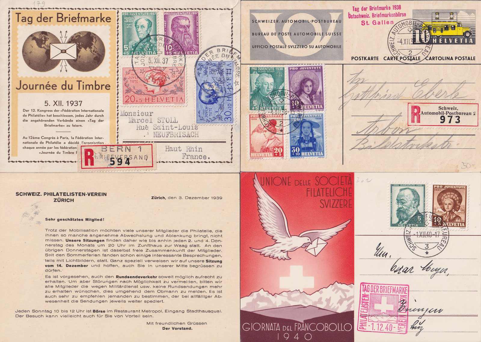 1937-1963, einmalige Sammlung: TAG DER BRIEFMARKE in 3 dicken Alben. ...