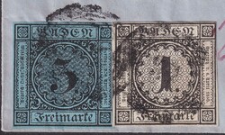 BADEN 1860, Buntfrankatur Nr.5+8 von MANNHEIM nach KARLSRUHE. Voll- ...
